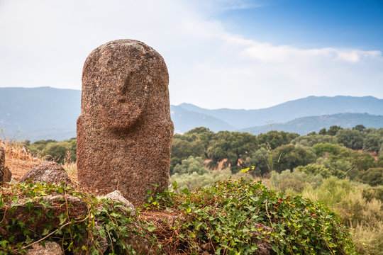 Filitosa, prehistoric stone statue in Corsica