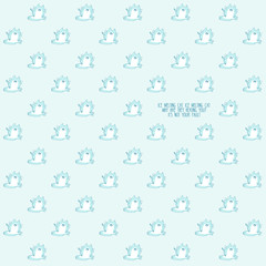 Pattern based of a kawaii illustration of a happy chubby kawaii cat made of ice enjoying his own melting. Sad and cute at the same time! Summer is almost over. But it’s still very hot .