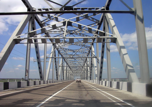 Metal bridge over the river.