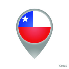 Fototapeta premium Map pointer with flag of Chile. Gray abstract map icon. Vector Illustration.