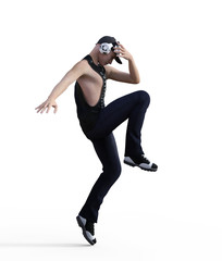 3d rendering of a Hip hop dancer jumping isolated over white background