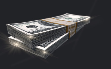 Stack of hundred dollars.