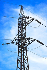 silhouette electricity pylons and power lines	
