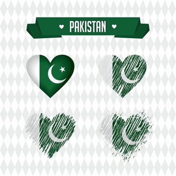 Pakistan with love. Design vector broken heart with flag inside.

