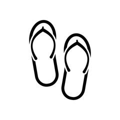 Beach slippers. Flip flops icon. Black on white background