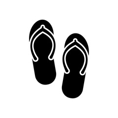 Beach slippers. Flip flops icon. Black on white background