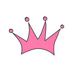 Hand drawn pink crown on a white background