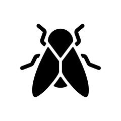 Silhouette of fly. Insect, nature icon. Black on white background