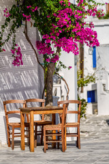 Cyclades style streets and architecture in Lefkes village, Paros, Greece - obrazy, fototapety, plakaty