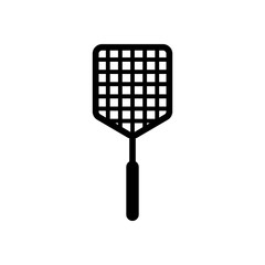 Fly swatter icon. Black on white background