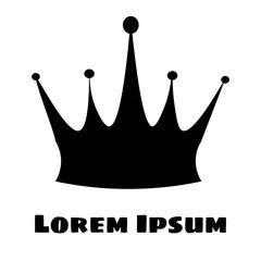 Black Silhouette of a crown on a white background. With place for text