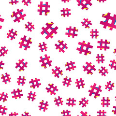 Hashtag icon seamless pattern. Hashtag random seamless pattern