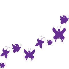 Obraz na płótnie Canvas illustration. Silhouettes of purple butterflies. White background