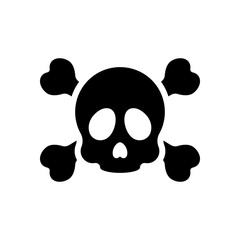 Skull and crossed bones. Simple icon. Black on white background