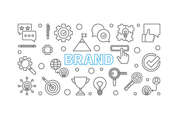 Brand vector minimal horizontal banner in thin line style