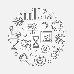 Business Strategy round vector illustration in outline style