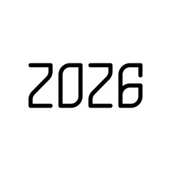 2026 number icon. Happy New Year. Black on white background