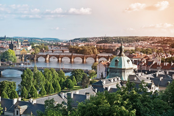 Fototapeta na wymiar Prague Bridges in the Summer. Czech Republic.
