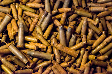 Many rusty cartridge case