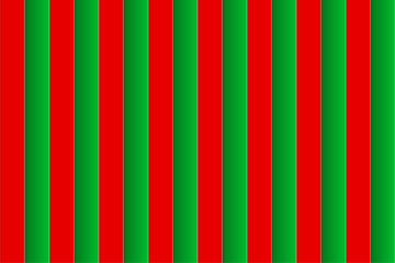 Cardboard textured background of gradient red and green colored stripes, Christmas theme, paper-cut style. Vector illustration, EPS10. Use as background, backdrop, wallpaper, montage, template, etc.