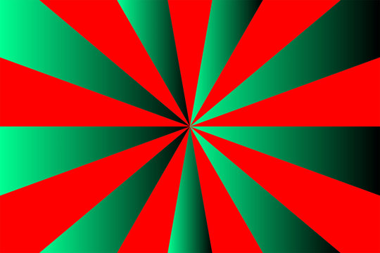 Abstract sunburst pattern, red rays on gradient green background, Merry Christmas theme. Vector illustration, EPS10. Geometric pattern. Use as background, backdrop, image montage, mock up template, et