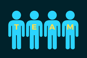 Team and teamwork - people are united collectively in group. Vector illustration