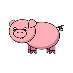 Little funny pig cartoon. Vector illustration for your cute design.