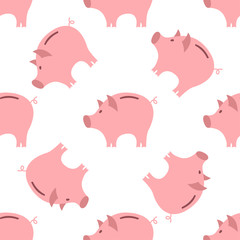 Piggy Bank Seamless Pattern. Can be used for wallpaper, pattern fills, web page background,  surface textures.