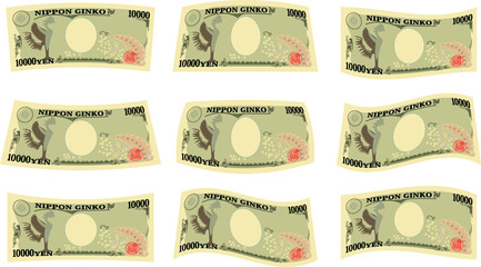 Back side of Japan's 10000 yen note set