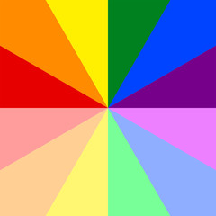 Abstract colorful sunburst pattern in rainbow colors (LGBT or LGBTQ colors). Vector illustration, EPS10. Geometric pattern. Use as background, backdrop, image montage, mock-up template, etc.