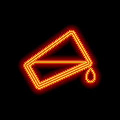 glass and flowing water icon. Orange neon style on black backgro