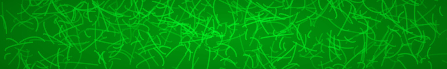 Abstract horizontal banner or background of intersecting curves in green colors.