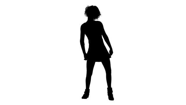 Silhouette of a dancing young girl. Alpha channel. Alpha matte. FullHD.
