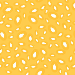 Pumpkin Seed Seamless Pattern on Orange Background