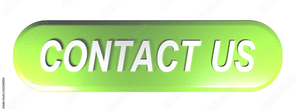 Poster green rounded rectangle push button contact us - 3d rendering