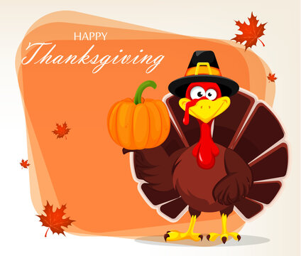 Thanksgiving greeting card with a turkey bird