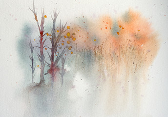 Autumn wood watercolor
