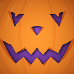 Vector Halloween pumpkin background. Pumpkin scary face design for Halloween.