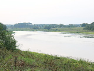 autumn cloudy day on the river