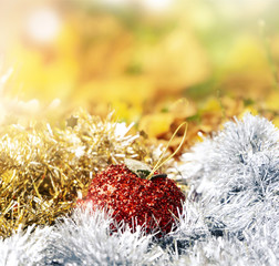 Christmas decoration on blurry bokeh background,Greeting card or Backgroud for Merry Christmas or New year
