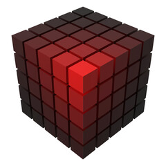 3d style vector cubic form made of with smaller cubes.
