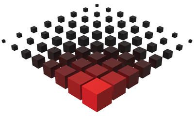 Naklejka premium 3d style formation from big to smaller cubes.