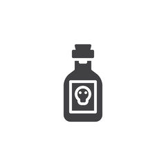 Poison bottle vector icon. filled flat sign for mobile concept and web design. Potion bottle with scull solid icon. Symbol, logo illustration. Pixel perfect vector graphics
