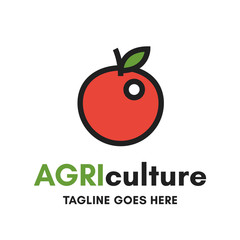 Isolated agriculture logo on white background. Original multi colored vector illustration of stylized apple. EPS10