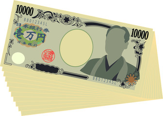 Bunch of Japan's 10000 yen note