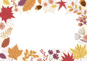 Autumn leaves design on white background vector illustration