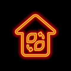 Eco house. Concept logo. Simple linear icon with thin outline. O