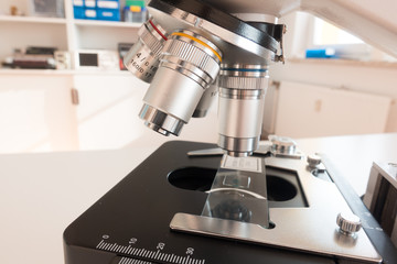 Slide and lens of microscope