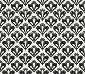 Fototapeta na wymiar Vector cute floral damask seamless pattern. Elegant abstract art nouveau background. Classic flower motif texture.