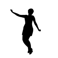 isolated, silhouette girl jumping